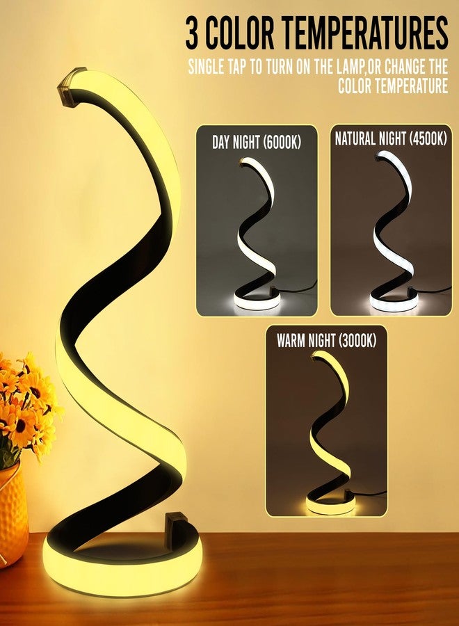 الجستو مصباح طاولة جيستو LED بجهد 5 فولت - يعمل بمنفذ USB مع مصباح LED قابل للتعتيم بثلاثة ألوان متغيرة | مصباح ليلي أنيق بتصميم حلزوني لغرفة النوم، غرفة المعيشة، غرفة الدراسة، والطاولة الجانبية - Image 2